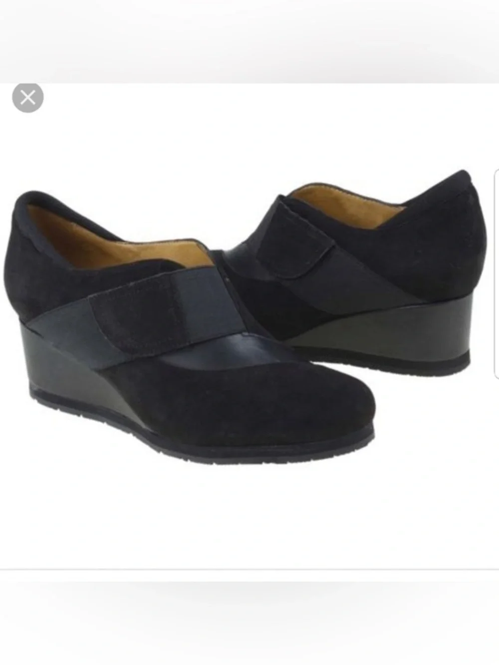 Earthies Bondy Black Suede Leather Wedge Ankle Booties Size 10